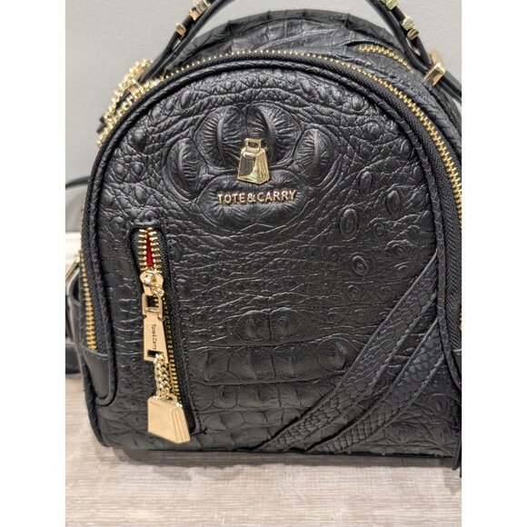 Tote & Carry Apollo 2 BFF Faux Leather Mini Backpack Crocodile Embossed Texture - Picture 3 of 16